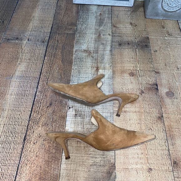 Veronica Beard Women’s Size 7M Suede Mules Heels Camel miriam - Picture 7 of 12